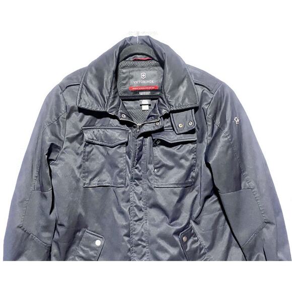 Victorinox Winter Coat Women's Large Heavy Duty Black Lined With Hidden Hood - Picture 3 of 9